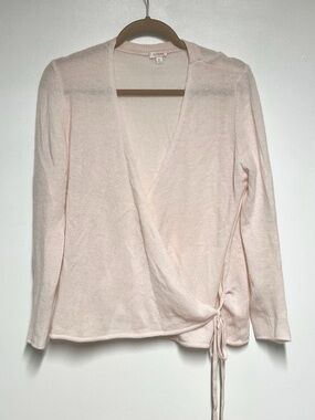 Cuyana Italy Luxury Light Pink Cashmere Wrap Sweater Sz M